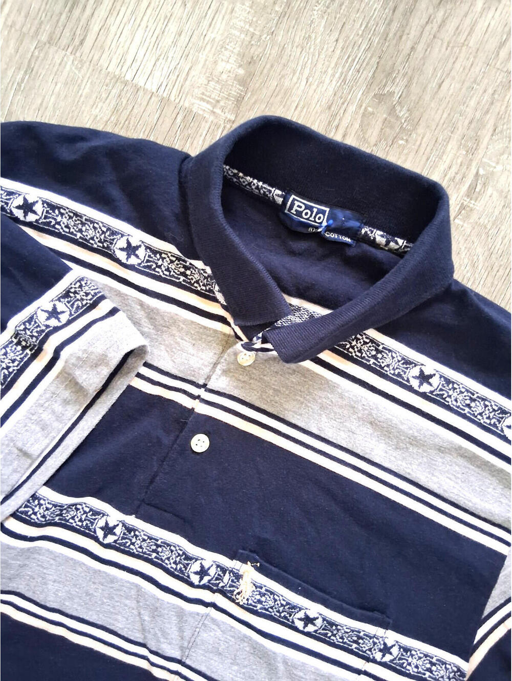 Vtg Polo Ralph Lauren Men's Medium Striped Cotton Short Sleeve Polo Shirt